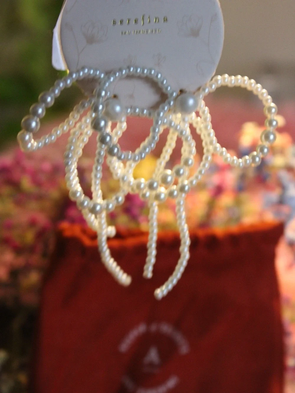 Anthropologie Pearl Bow Hair Clips in White